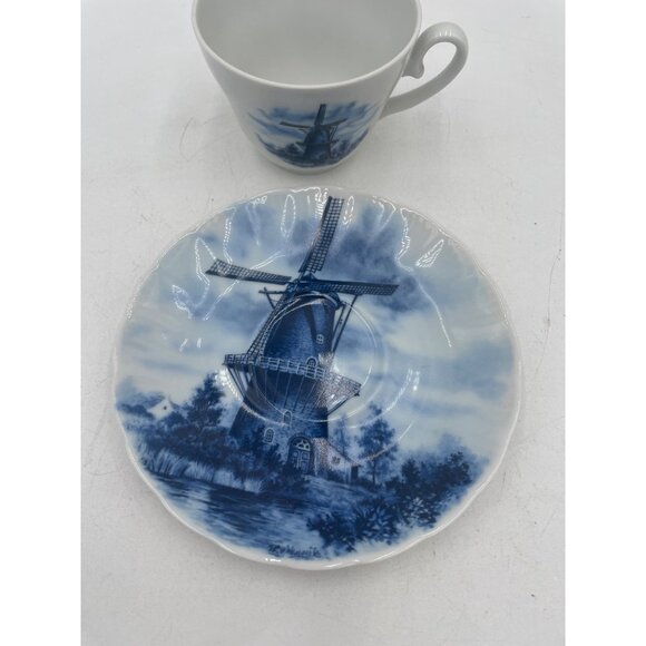Vintage 1984 Ter Steege Delft Blue Windmill Cup & Saucer Set - Picture 3 of 5